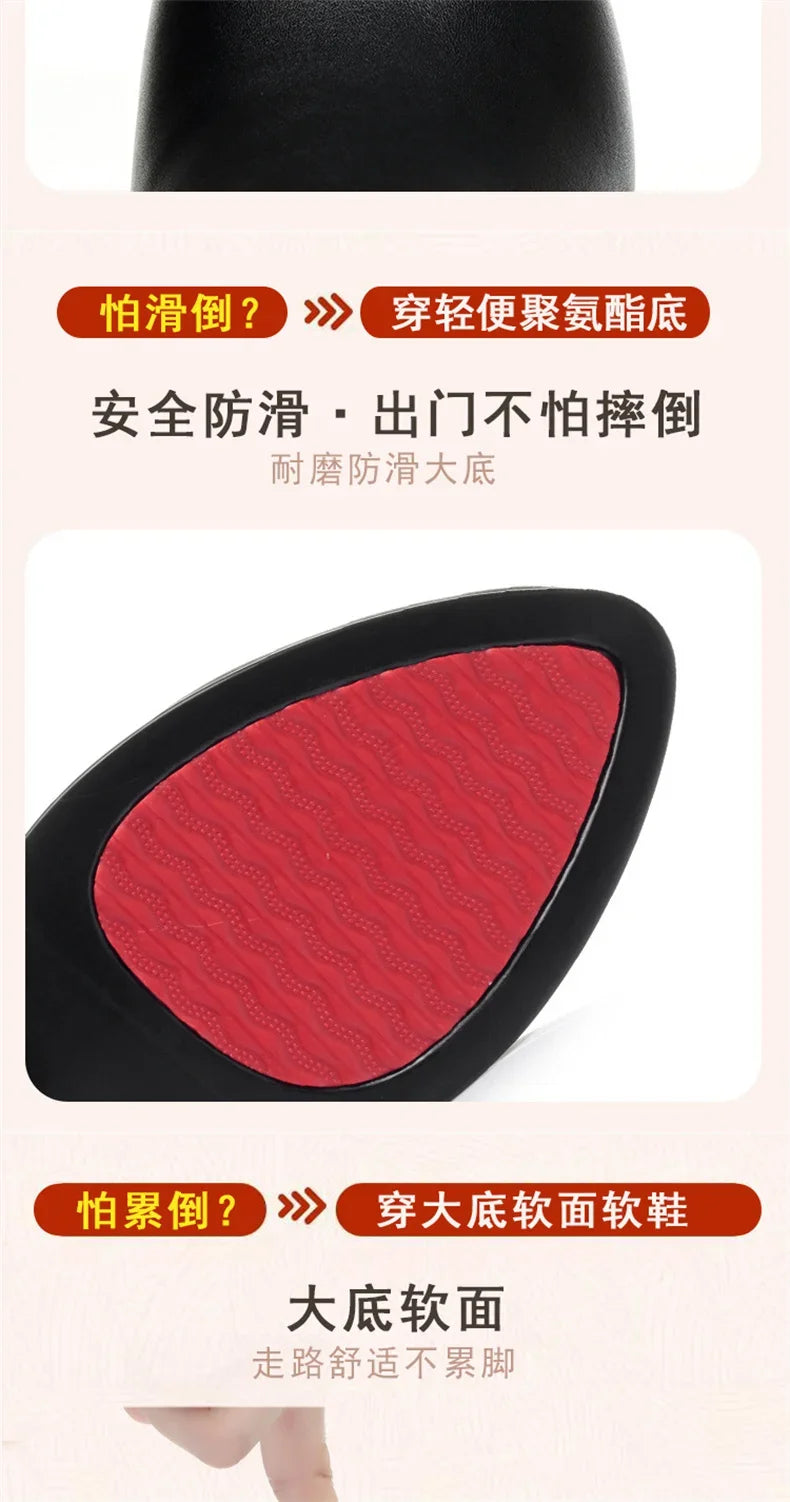 Comfort Fashion Soft Leather Winter Shoes Platform Boots 2024 Elegant Black Block High Heels Ankle Office Mom Boots