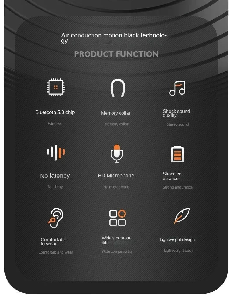 new AIR 1 Bone Conduction Wireless Bluetooth 5.3 Headphones Waterproof Headset Stereo Sports Earphones Earbuds With Mic