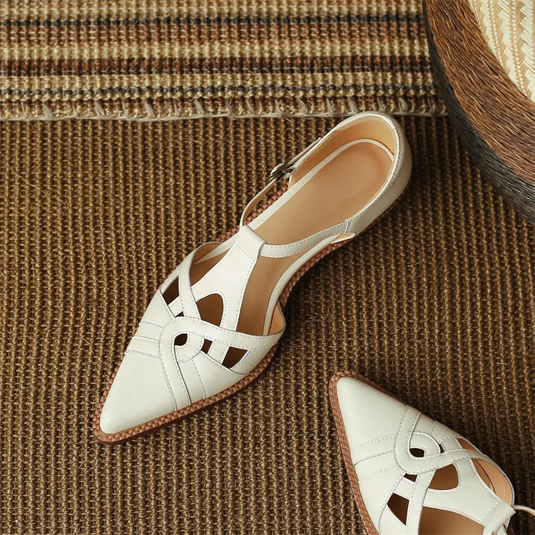 2024 Summer Women Shoes Pointed Toe Chunky Heel Shoes for Women Med-Heel Women Sandals Giadiator