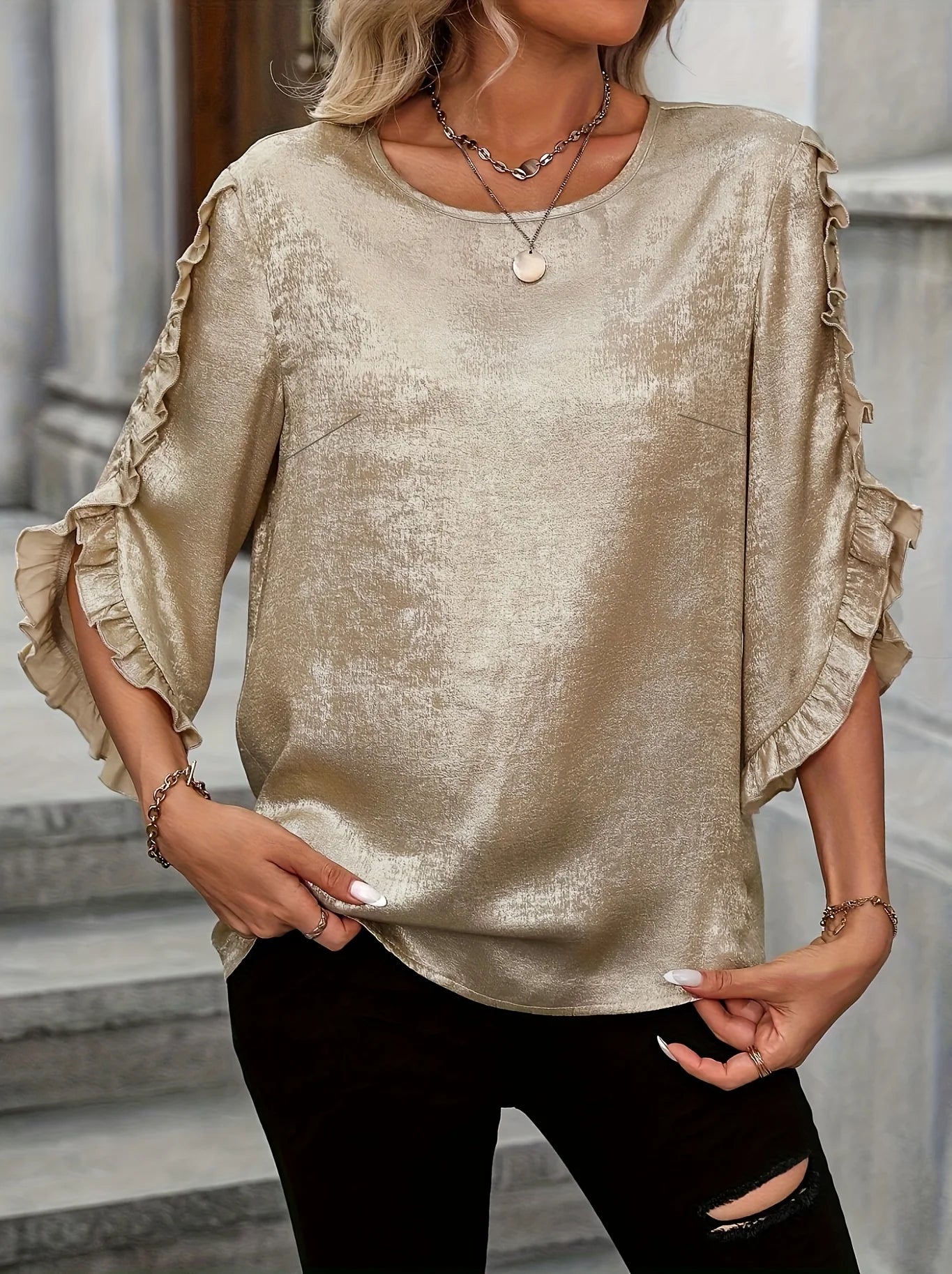 Women's plus size shirt summer chic elegant shirt casual women's fashionable shirt