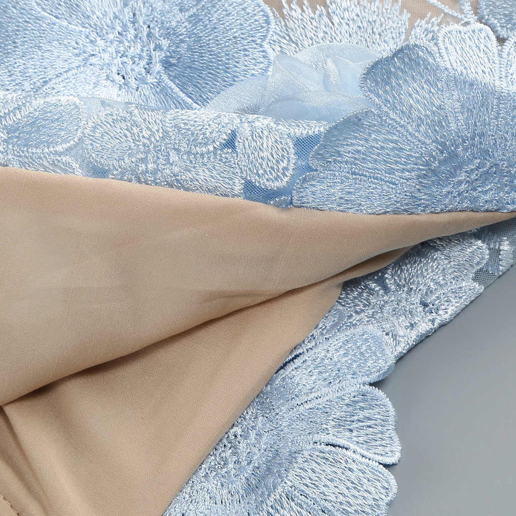 New sexy embroidered flower strapless dress, women's back tie adjustable party dress