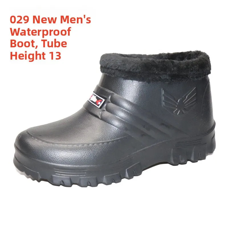 Men's Winter Snow Boots Waterproof Warm Fce Work oes Kitchen Hygiene Cotton Single oes for Laundry