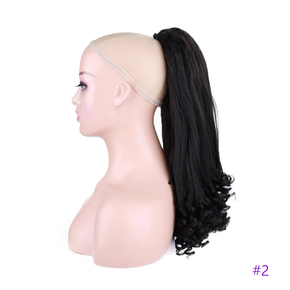 Synthetic Long Curly End Ponytail Extension Synthetic Draw-string Ponytail Clip-In Hair Extension For Women Natural Looking