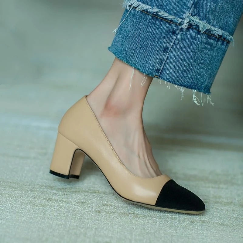 Summer Sandal For Women High Heels Sandals Retro Closed Square Toe Mules Shoes Girls Wedding Shoes Elegant Womans Low Heels Shoe