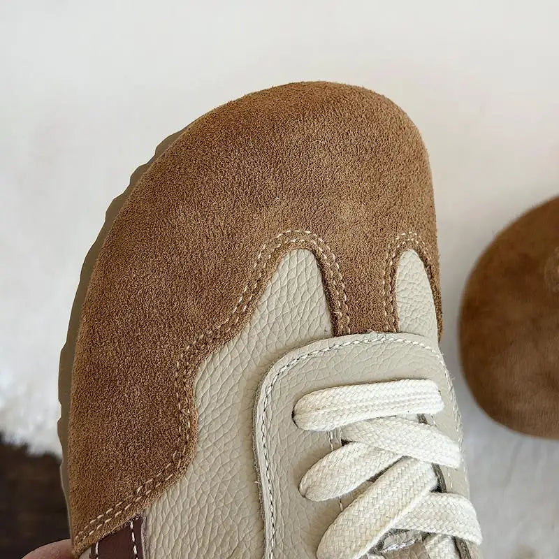 Careaymade-Genuine Leather wider toe women's shoes,soft sole comfortable casual single shoes,lace Barefoot small white shoes