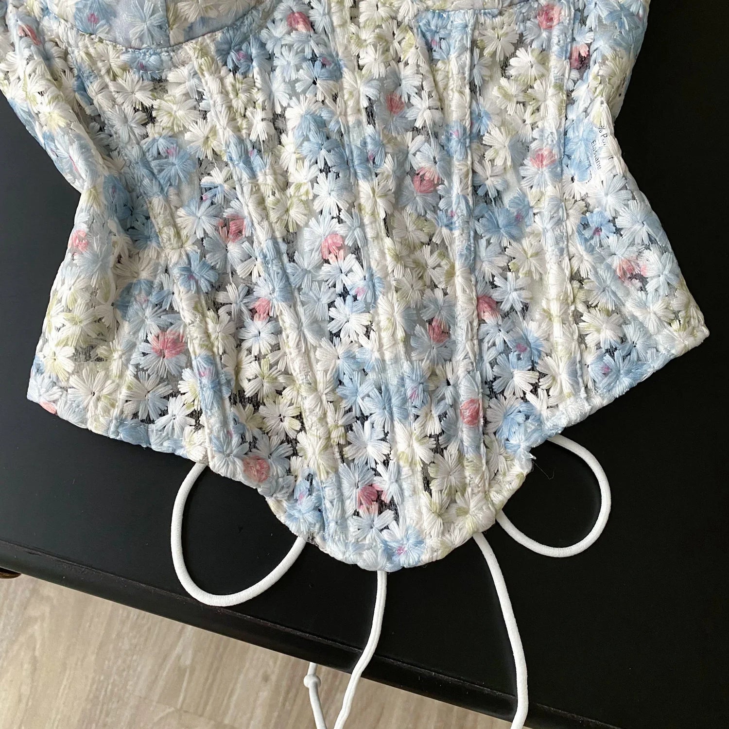 SINGREINY INS Strapless 3D Floral Camisole 2025 Summer Corset Slim Backless Tank Top Sheer Lace Up Holiday Sexy Embroidery Top