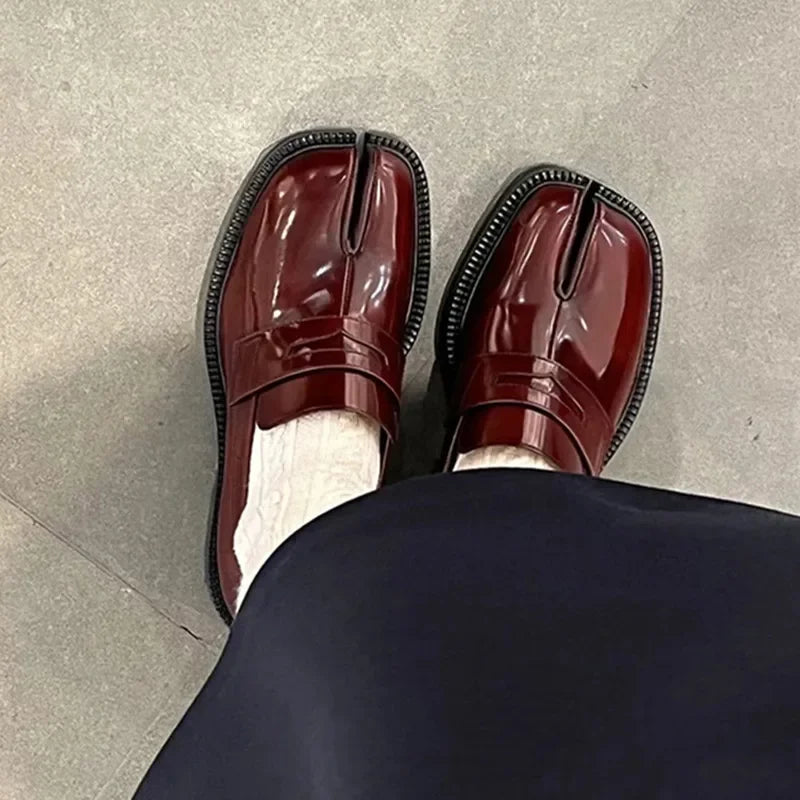 Classic Split Toe Loafers Women Brand Design Fashion Tabi Ninja Lace-up Casual Shoes Chunky Platform Flats Shoes Mujer 2025