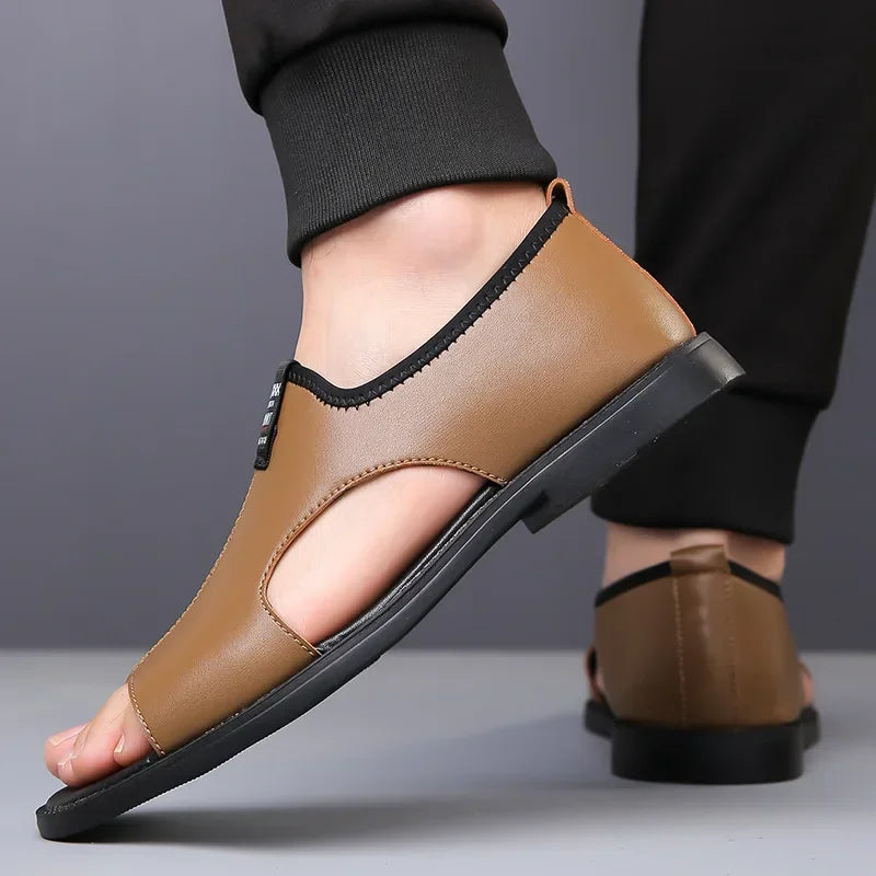 Sandals for Men Brand Casual Shoes Outdoor Fashion Men's Slippers Comfortable Beach Shoes High Quality Leather Man Flat 2025