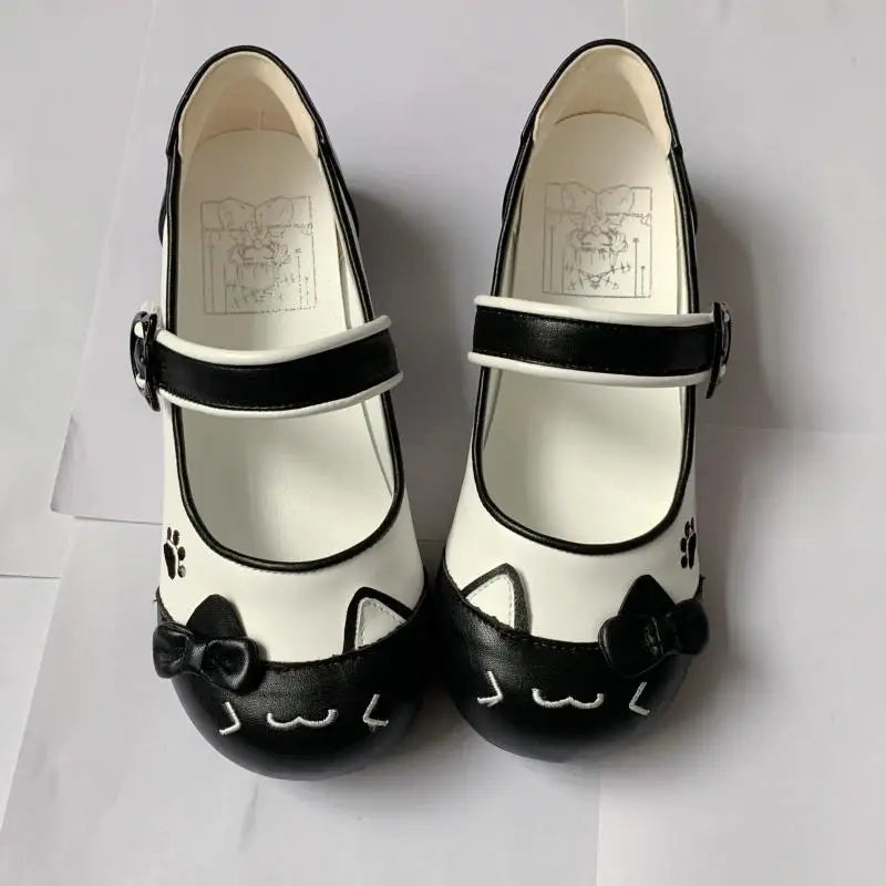 Original Lolita Japanese Simple Bow Flat Shoes Round Head One-word Buckle with Cute Girl Color Matching Mary Jane Indoor Shoes