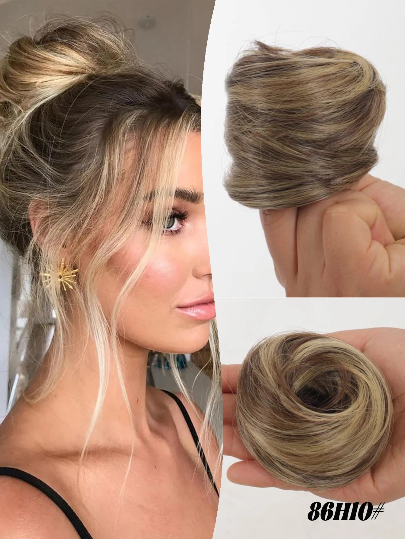 YELOWTIM Synthetic Chignon Elastic Rubber Band Fake Hair Bun Clip in on Hair Tail Extension Updo Hair Piece Ponytail For Women