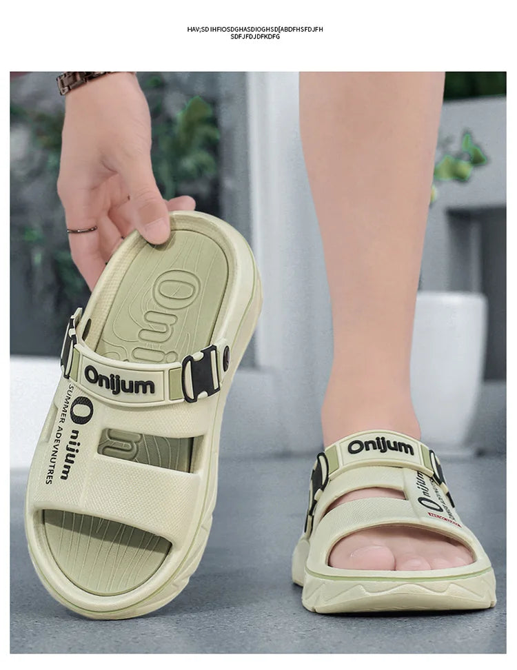 Summer Shoes Men Men's Sandals Anti-odor Thick Bottom Home Slippers Male Fashion New Anti-slip and Wear-resistant 2025 Eva Beach