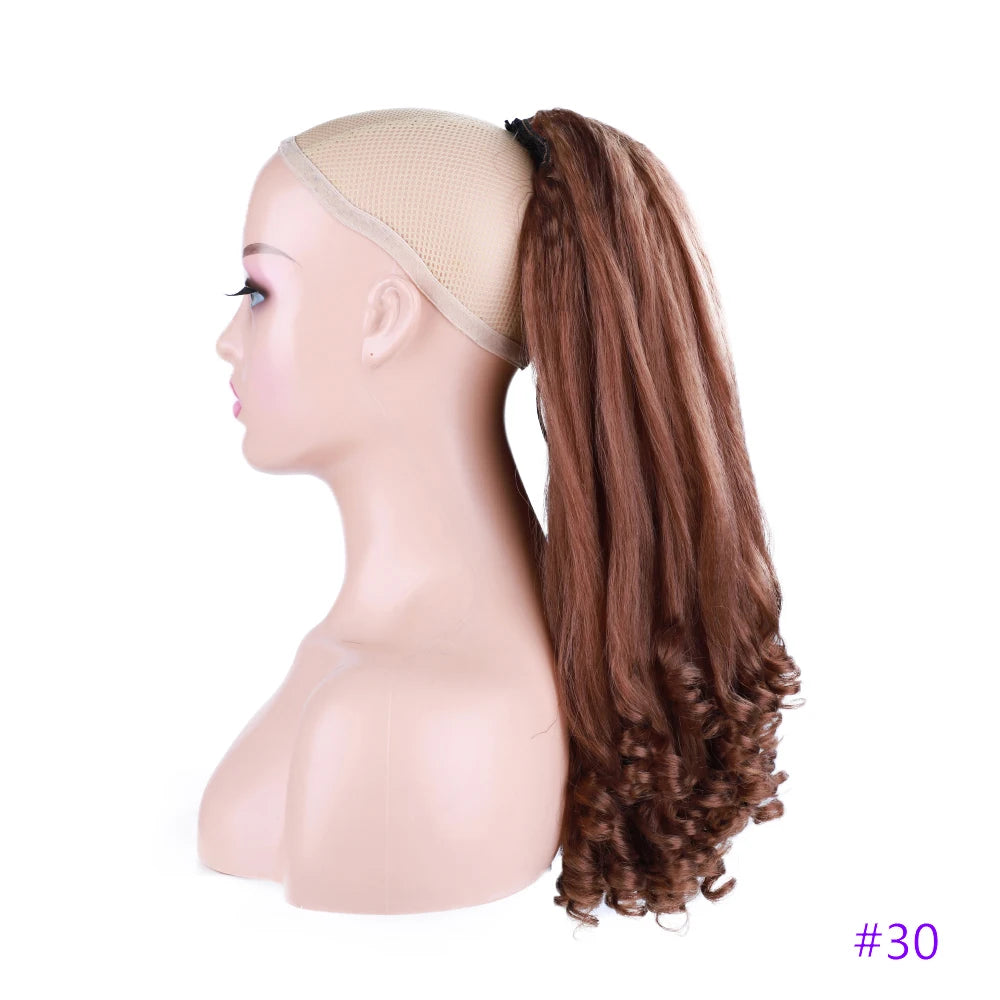 Synthetic Long Curly End Ponytail Extension Synthetic Draw-string Ponytail Clip-In Hair Extension For Women Natural Looking