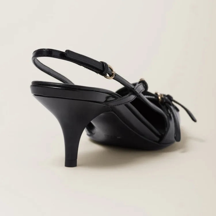 French Style Belt Buckle Wine Red Sandals 2024 Brand Summer Retro Patent Leather Socialite Temperament Pointed Black High Heels