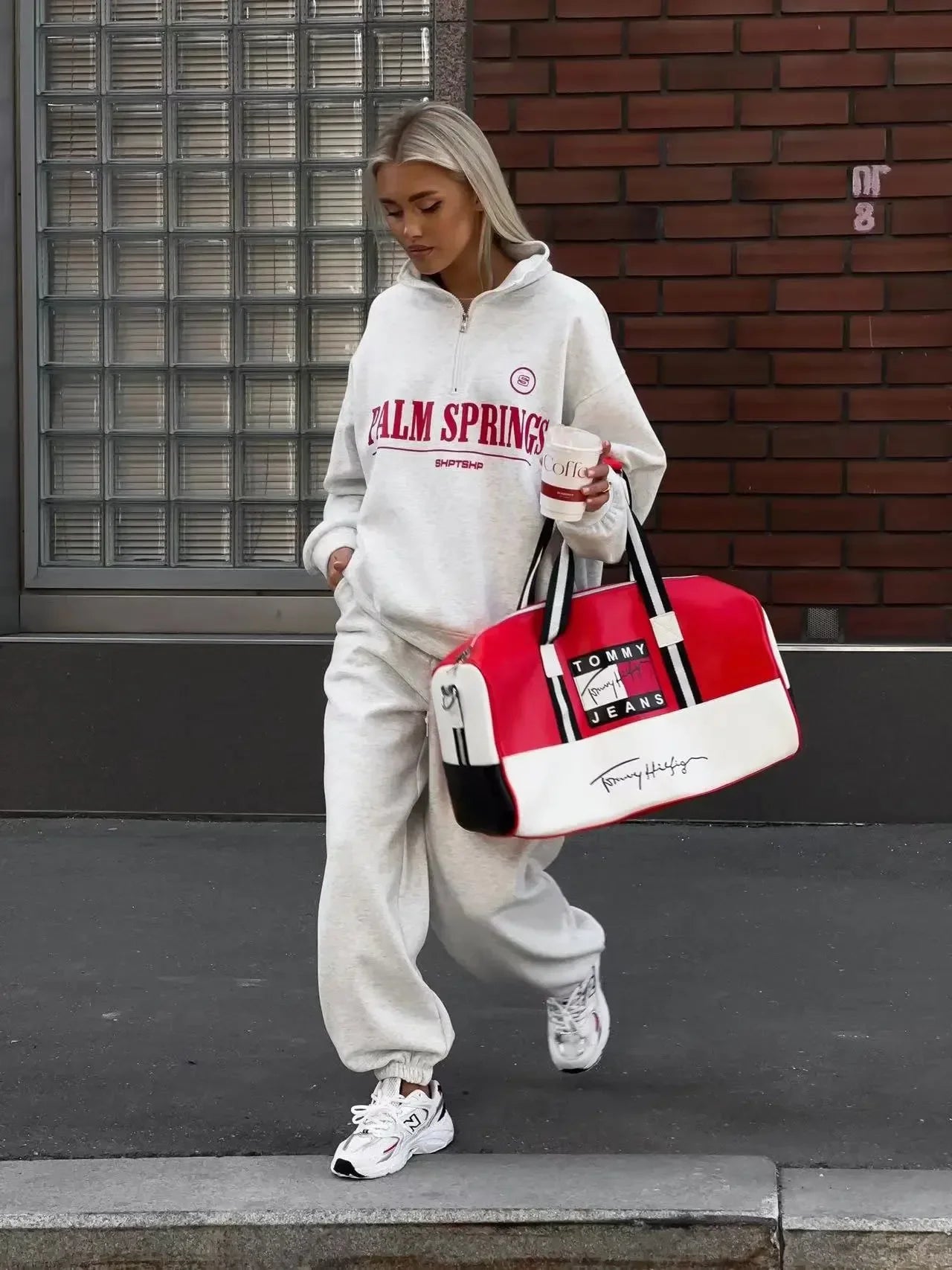 Zekye Spring Hoodies Women Letter Print Sweatshirt Hoodie Red Turtleneck Half Zipper Collar Pullover Tops K Pop Clothes Y2k