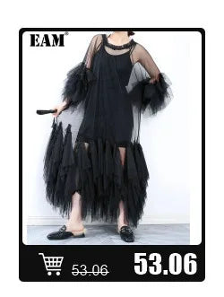 [EAM] High Elastic Waist Blue Back Plaid Denim Long A-line Half-body Skirt Women Fashion Tide New Spring Autumn 2025 1DH8117