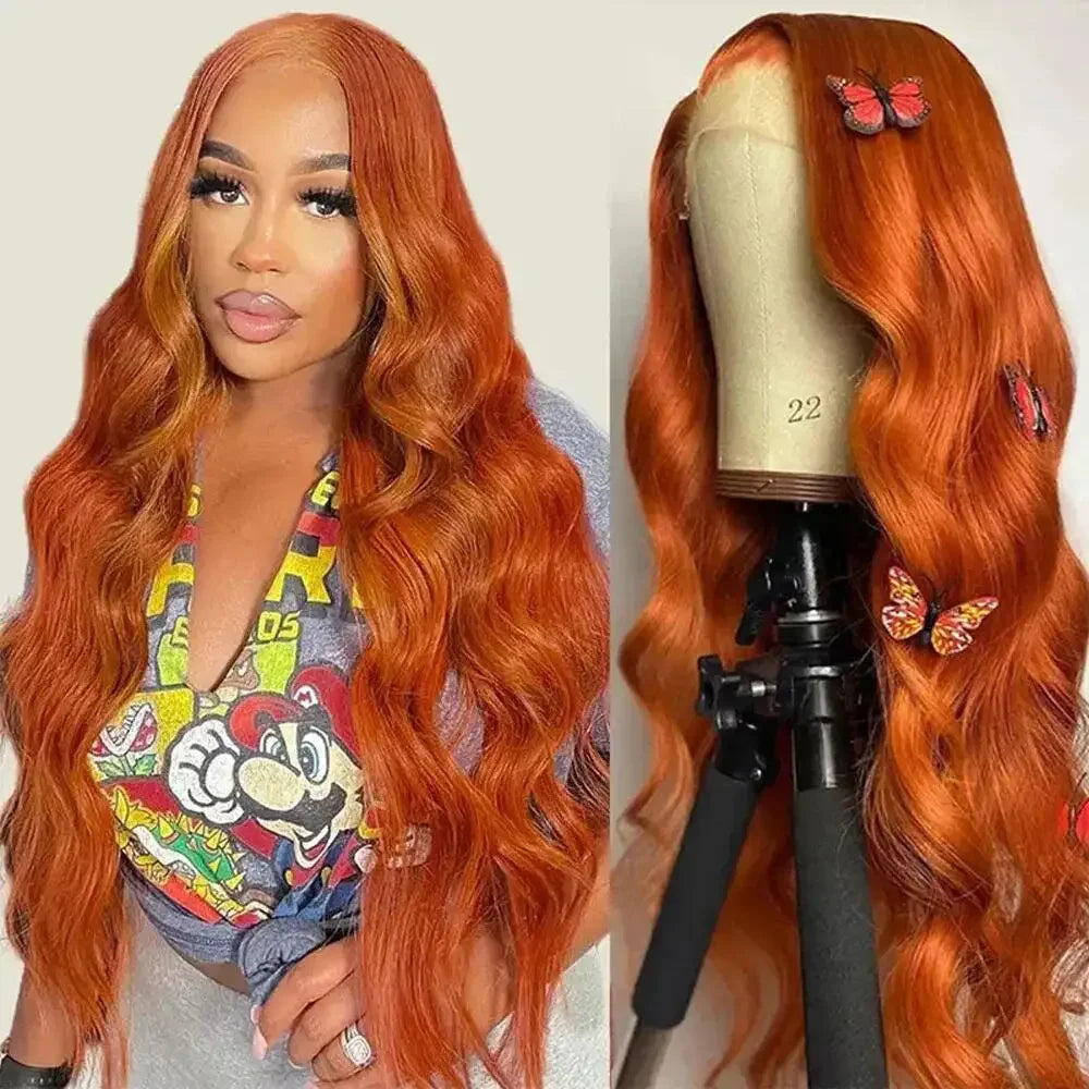 Lafino Ginger Hd Lace Wig 13x6 Human Hair Loose Body Wave 13x4 Lace Frontal Body Wave Wigs Orange Wig 350 Colored Human Hair Wig