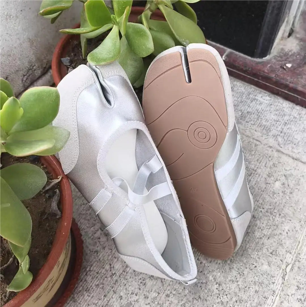 Cross Strap Tabi Flat Shoes Women Casual Fashion Design Mary Jane Shoes Slip-on Split Toe Ballet Shoes 2025 Summer Elegant New