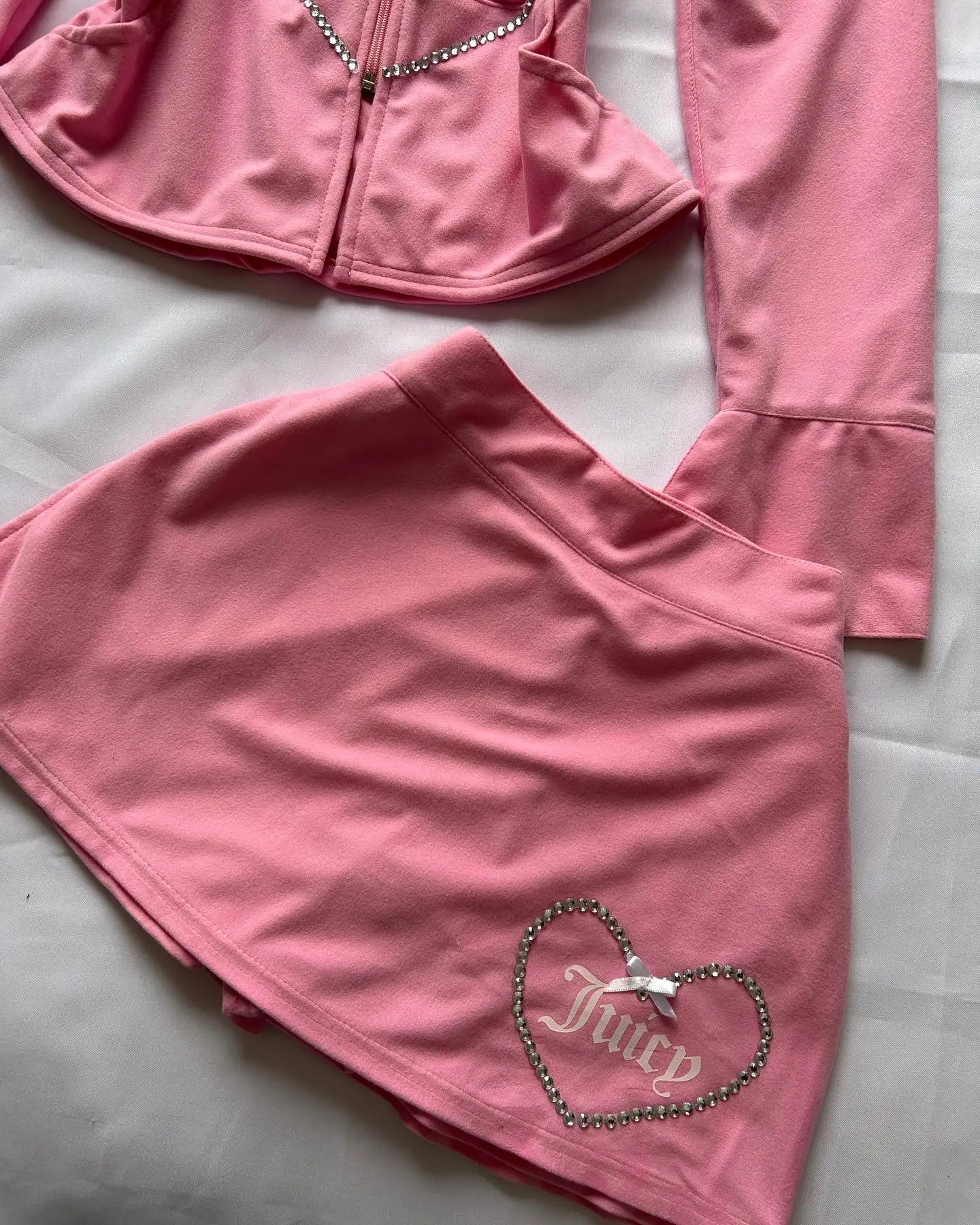 Harajuku Female Cute Pink Slash Neck Top and Shorts Skirts 2 Piece Set Y2k Women Elegant Slim Diamond Jacket Mini Skirt Suit