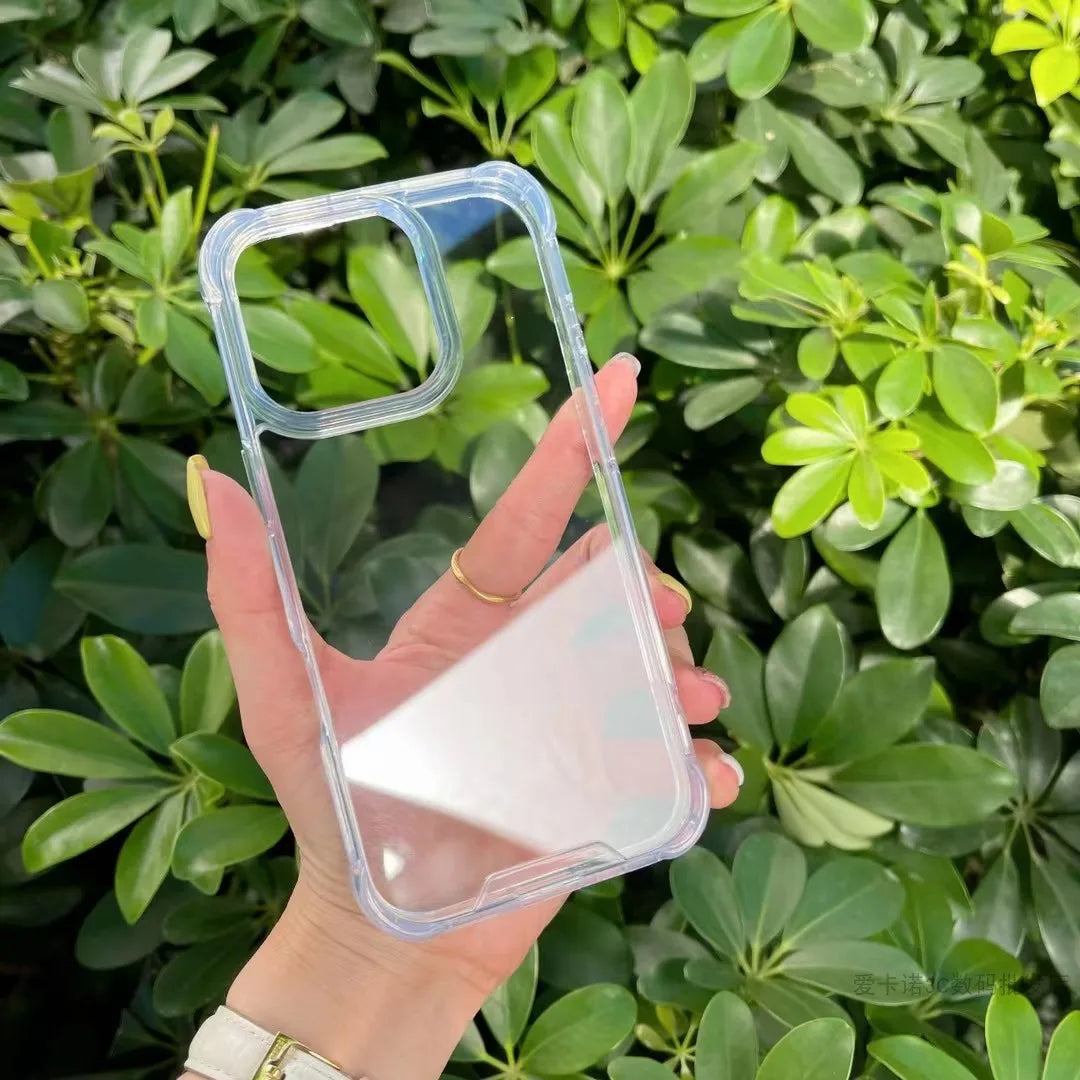 Transparent thicken corner shockproof phone case for iPhone 16 15 14 13 12 11 Pro Max full cover protection armor hard cover