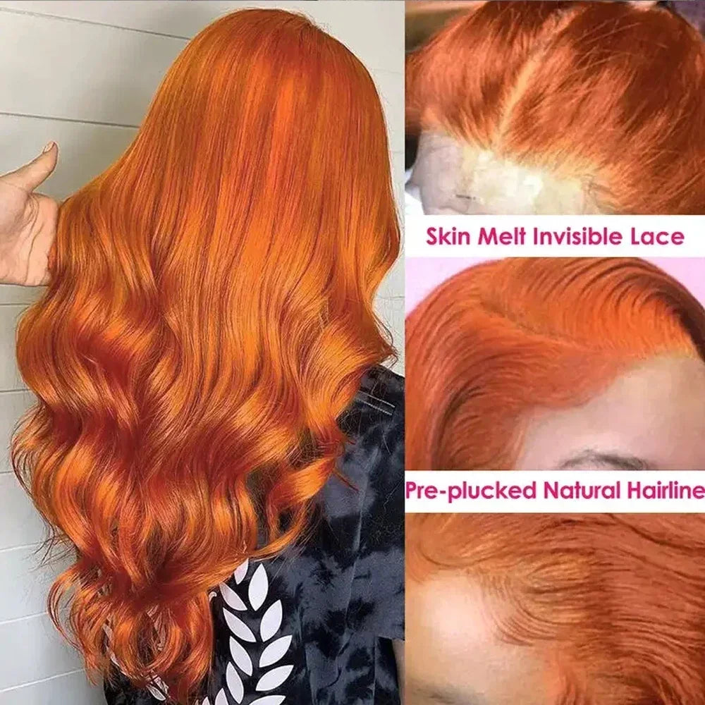 Lafino Ginger Hd Lace Wig 13x6 Human Hair Loose Body Wave 13x4 Lace Frontal Body Wave Wigs Orange Wig 350 Colored Human Hair Wig