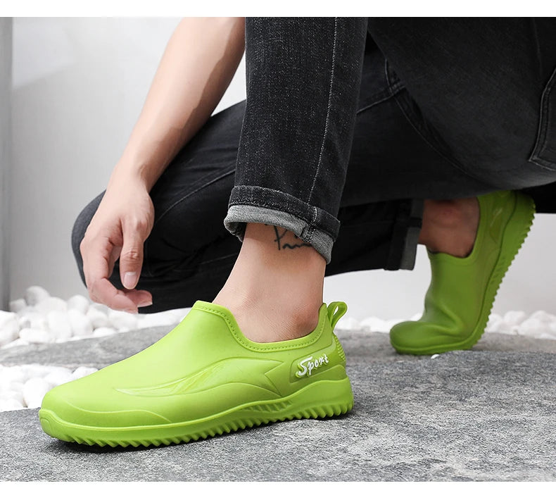 Low-top Rain Boots Women's Kitchen Water Boots Waterproof Exterior Wear Casual Flat Work Non-slip Lightweight Men's Rain Boots