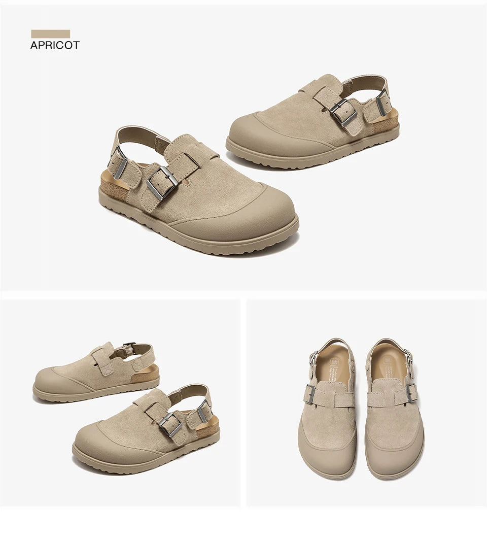 BEAUTODAY Casual Sandals Women Cow Suede Leather Buckle Strap Solid Color Round Toe Platform Fashion Ladies Shoes Handmade 34619