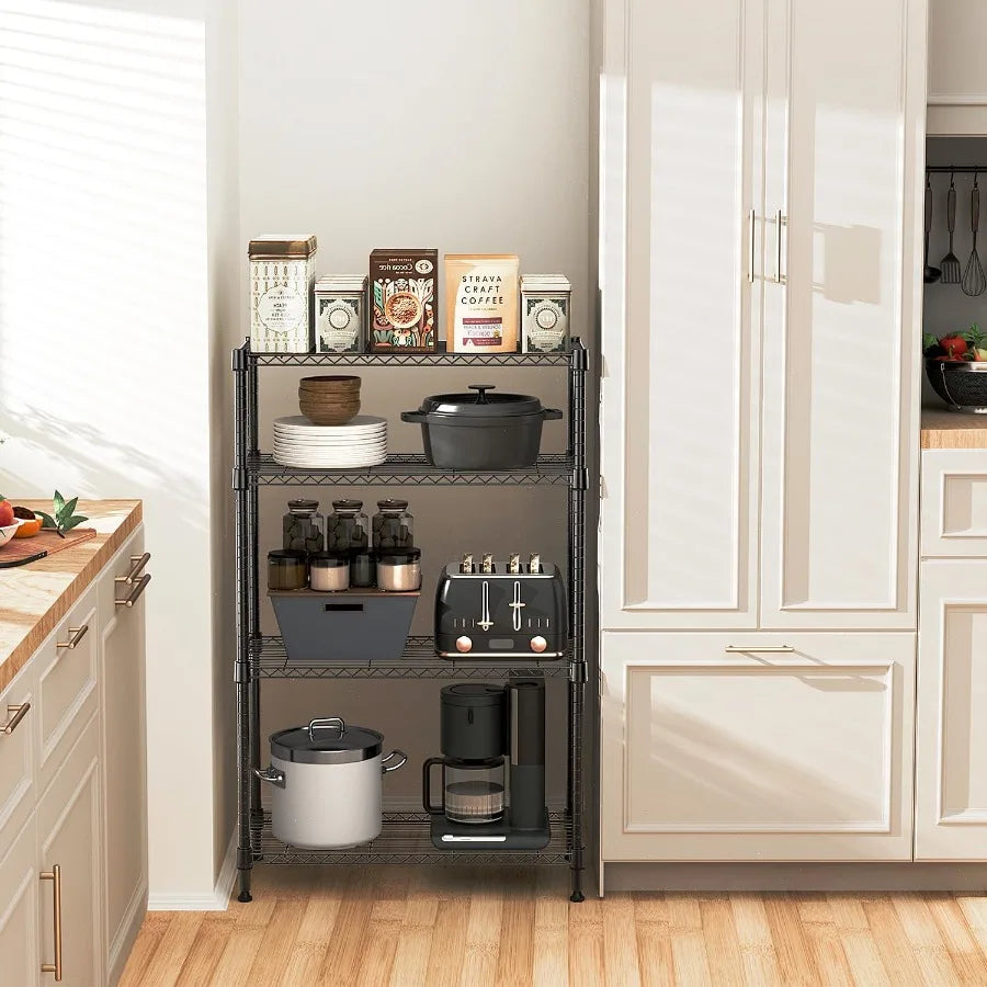 1400 lbs 4 Tier Storage Rack Metal Wire Shelving Unit Storage Standing Household Shelf Organizer for Kitchen Pantry Closet Gara