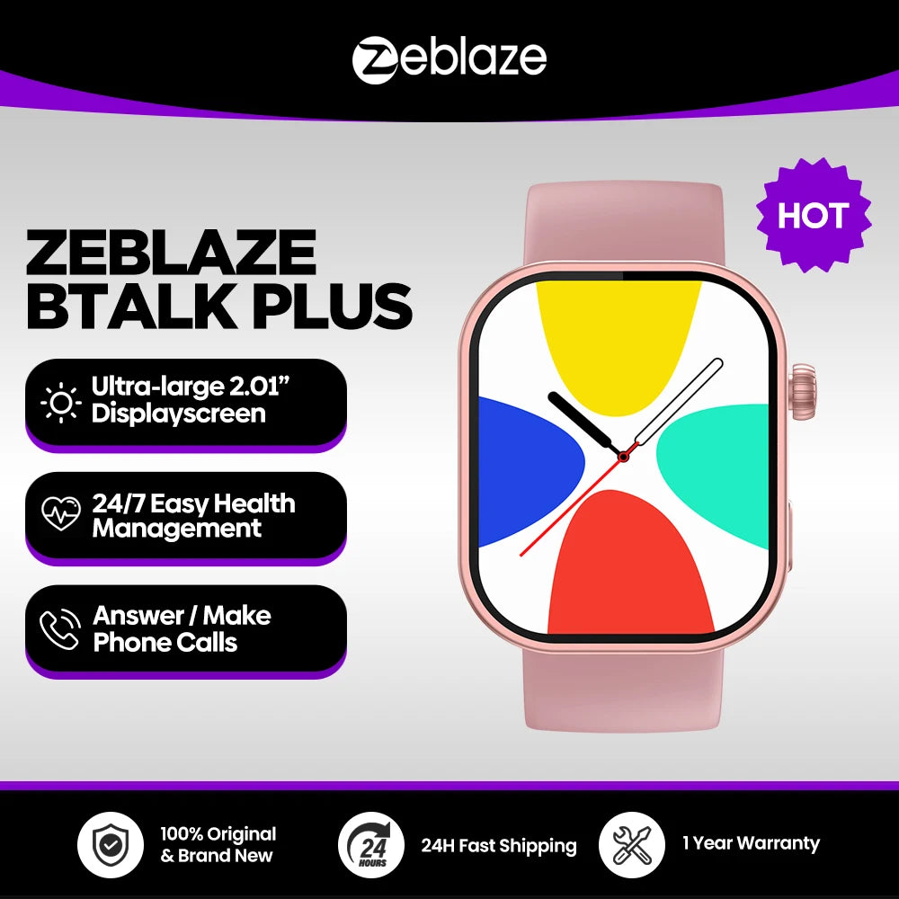Zeblaze Btalk Plus Voice Calling Smartwatch 2.03'' HD Color Display Heart Rate/SpO2 Fitness Tracking Smart Watch for Men Women