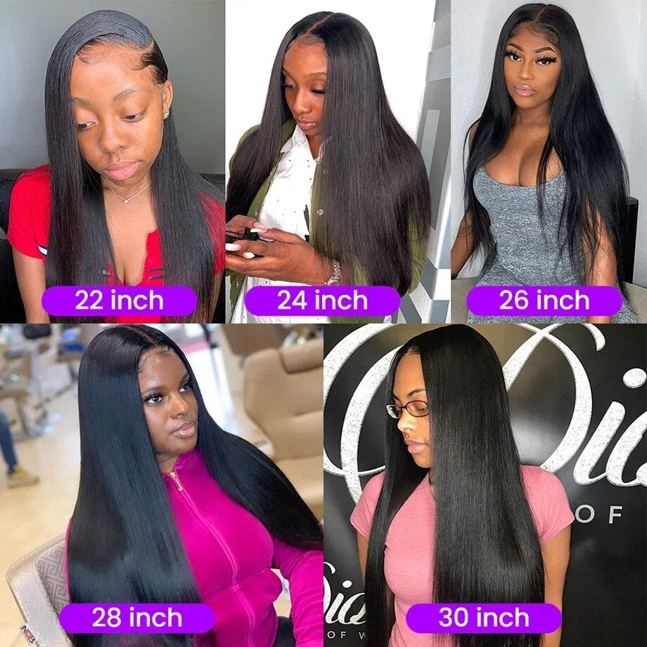 30 36 Inch Bone Straight 13x6 Lace Front Human Hair Wig Super Double Drawn Lace Frontal Wigs For Women 100% Vietnamese Remy Hair