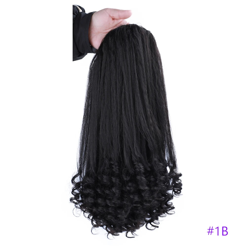 Synthetic Long Curly End Ponytail Extension Synthetic Draw-string Ponytail Clip-In Hair Extension For Women Natural Looking