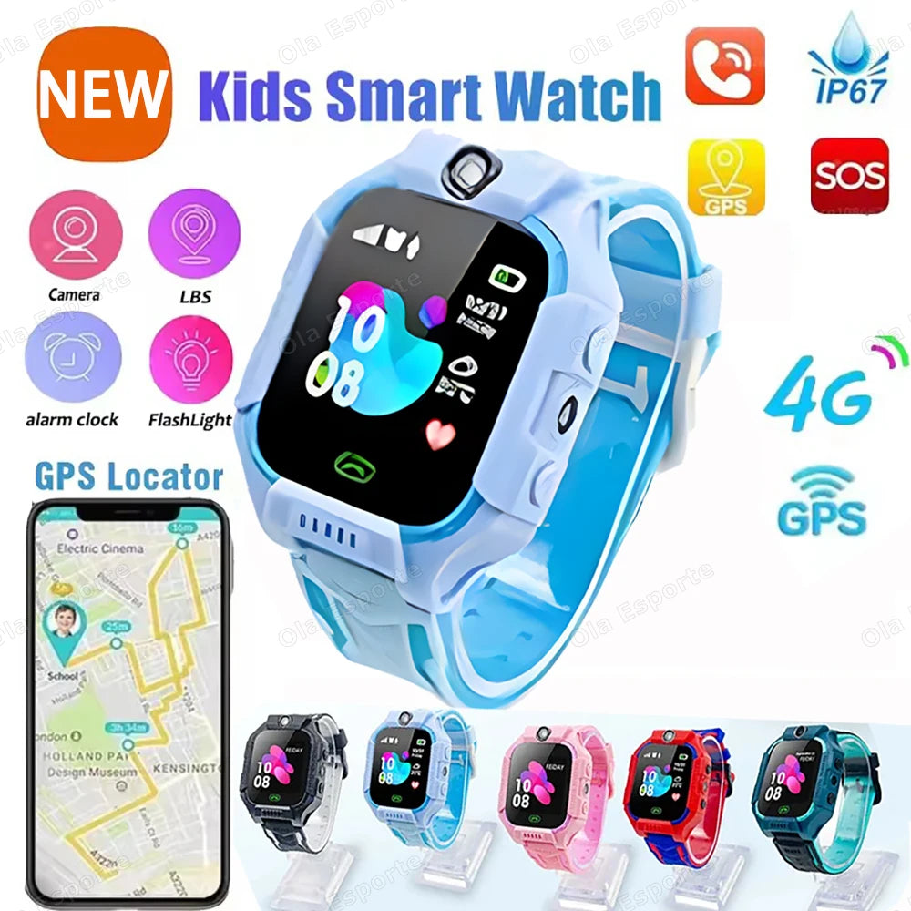 2025 Kids Smart Watch 4G Sim Card Call Camera GPS Location SOS Antil-lost IP67 Waterproof Smart Watch For Ios Android Kid Gifts