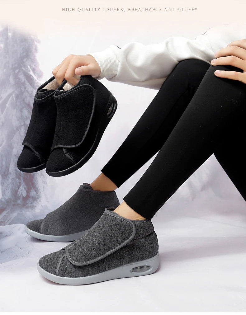 Women Warm Boots Winter Velvet Orthopedics Wide Feet Swollen Shoes Women Eversion Adjusting Soft Comfortable Diabetic Shoes