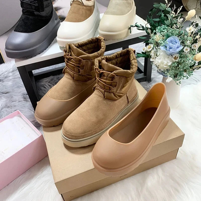 Snow boots shoes cover rain boots men's waterproof non-slip thickening wear-resistant outer wear rain woman shoes cover 35-44