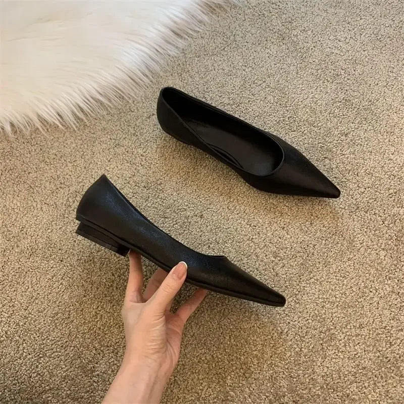 Women Low Heel Pumps Spring Autumn Pointed Shallow Mouth Soft Sole Single Shoe Ladies Work Shoes Female Solid Casual Heels Women