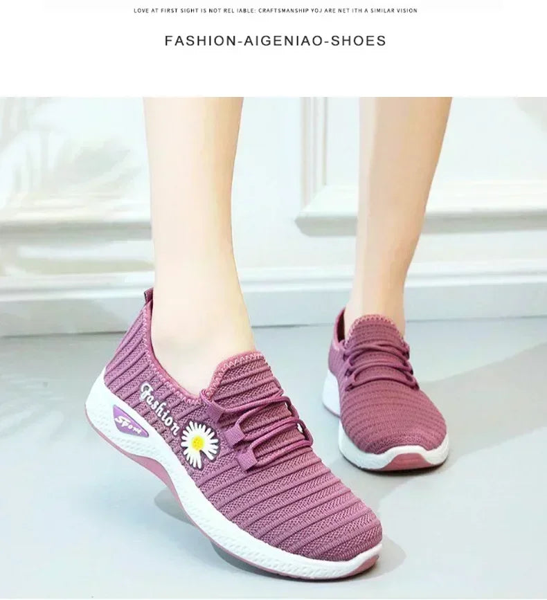 Fashionable Women's Sports Shoes, Thick Breathable Soft Sole Mesh, Lightweight Sneakers Casual Shoes, Comfort, Breathable