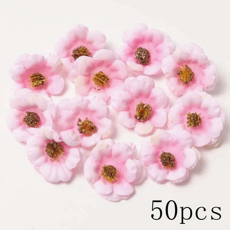 Pink Artificial Flowers Head For Wedding Home Room Decor DIY Fake Flowers For Decoration Birthday Party Craft Wreath Decoration