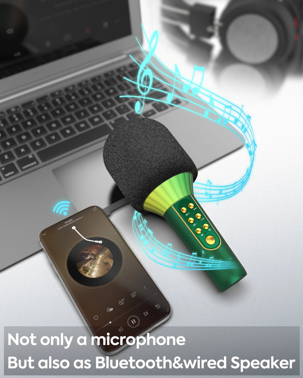 Karaoke Microphone Bluetooth Wireless Portable Home Singing Machine with Duet Sing/Record/Play/Reverb for Adult/Kid Gift