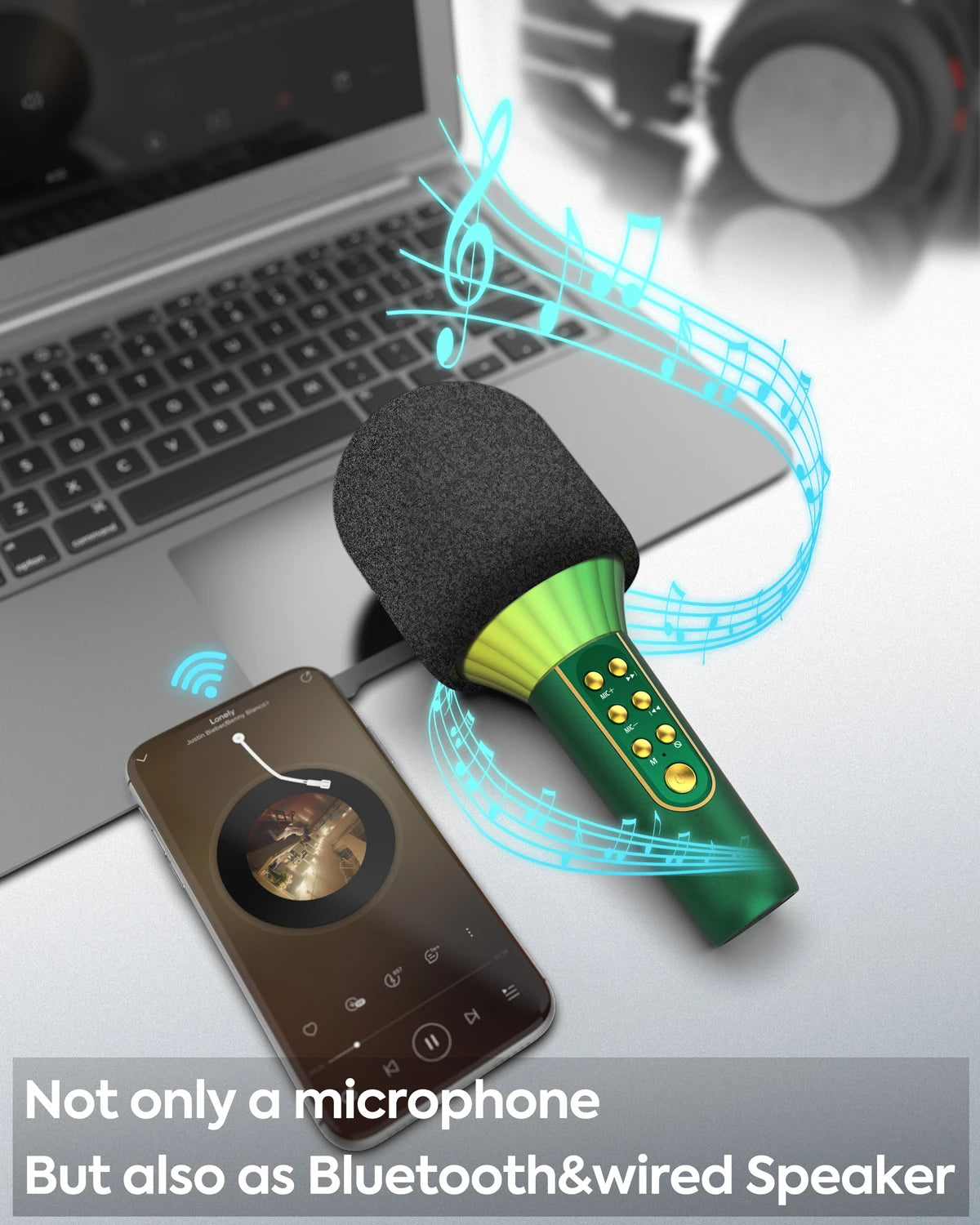 Karaoke Microphone Bluetooth Wireless Portable Home Singing Machine with Duet Sing/Record/Play/Reverb for Adult/Kid Gift