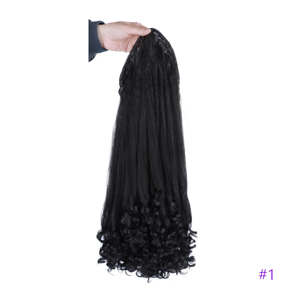 Synthetic Long Curly End Ponytail Extension Synthetic Draw-string Ponytail Clip-In Hair Extension For Women Natural Looking