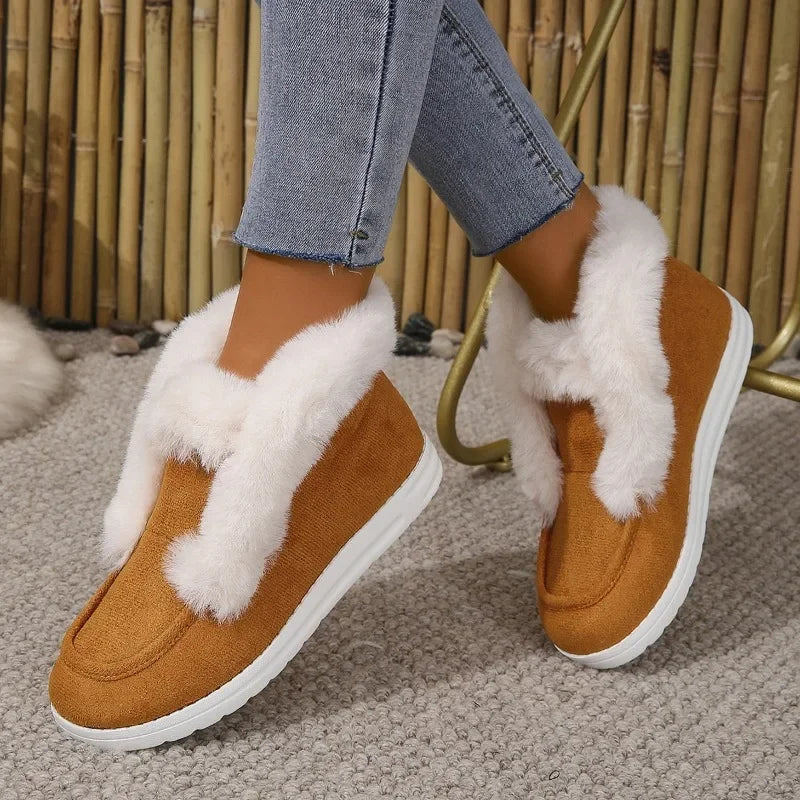 Ankle Boots Women's Winter Warm Plush Snow Boots Suede Leather Shoes Women's Comfortable Women's Shoes Platform Boots