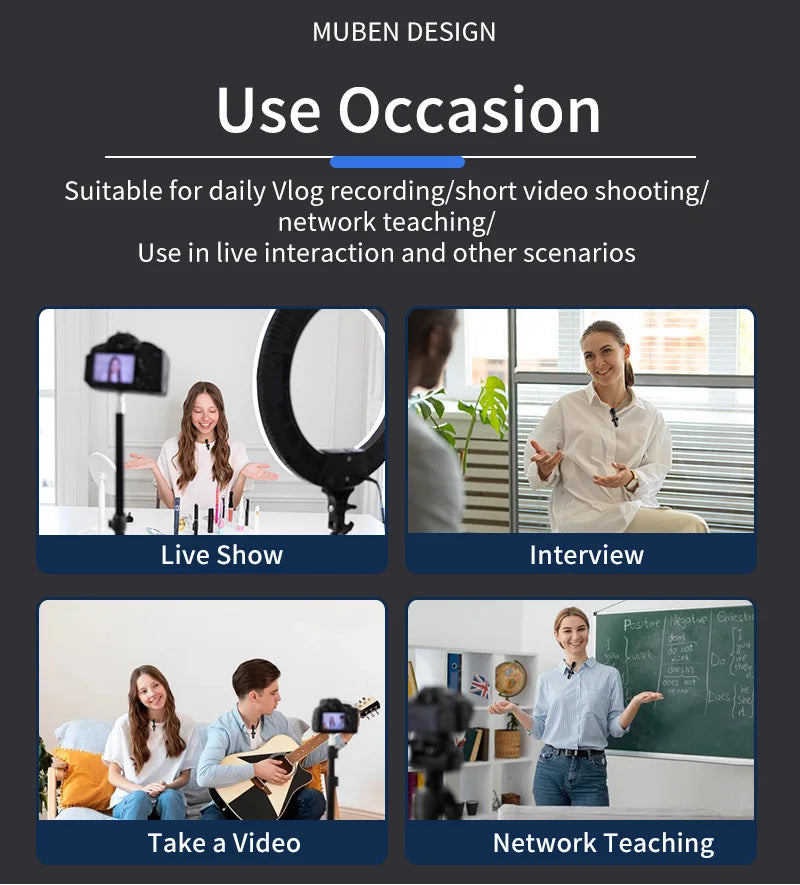 Wireless Lavalier Microphone Mini Portable Smart Noise Reduction Video Recording Microphone for iPhone Android Lapel Mic