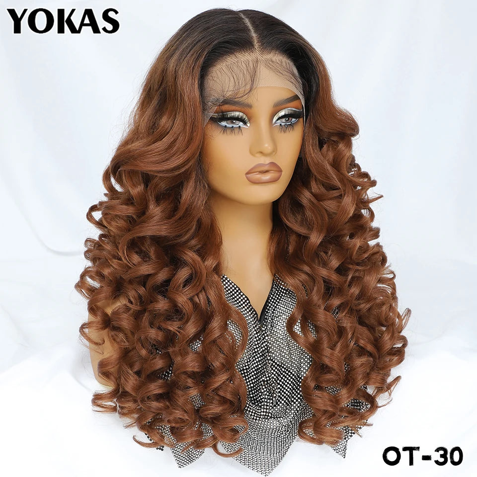 Latisha Lace Frontal Wig Synthetic 13x6 Curly Pre-Plucked Lace Frontal Wig With Baby Hair For Female 24" Lace Frontal Women Wigs