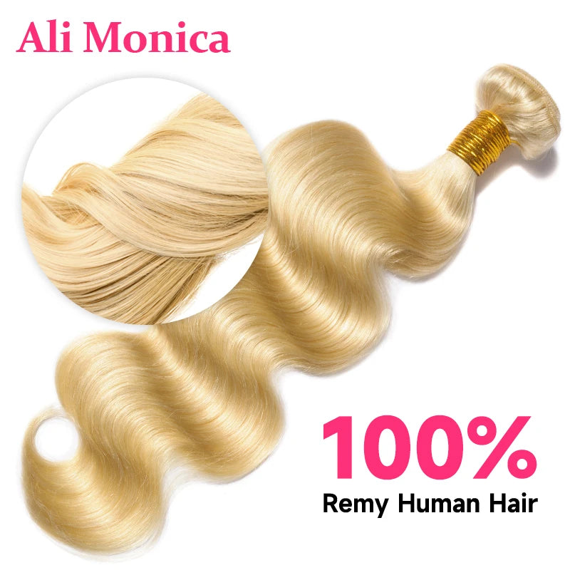 Alimonica Bundles 613 Honey Blonde Remy Brazilian Body Wave  Hair Weave Weft Remy Human Hair Bundles 8 - 40 Inch Free Shipping