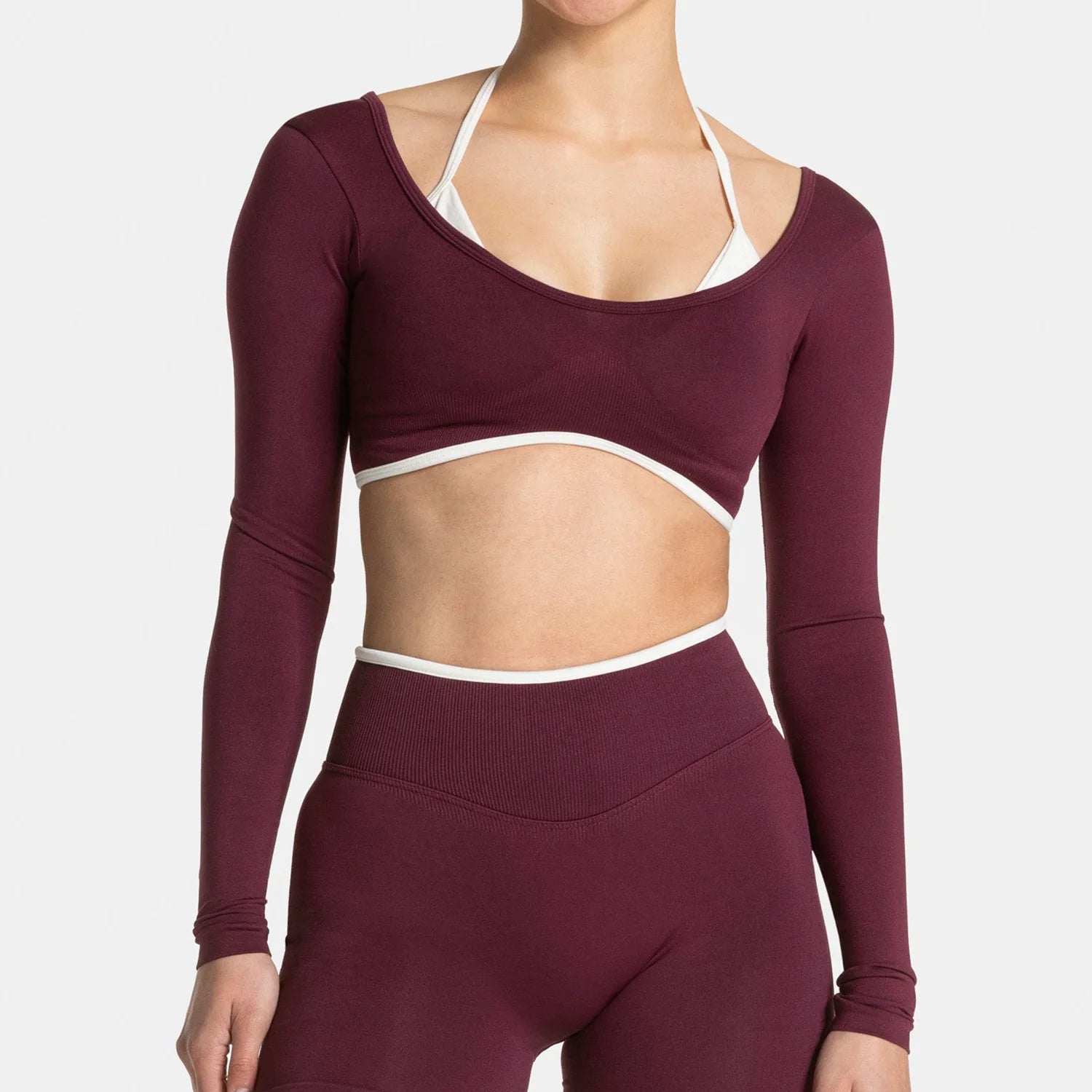 Seamless Fake Two-piece Long Sleeved Yoga Top  Women's Running and Fitness Sports Top Suit Top