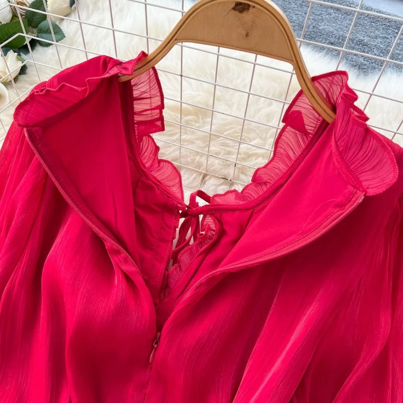 Elegant Lace Splice Mermaid Dress Autumn Clothes Women Lantern Sleeve Bodycon Maxi Long Dresses Evening Party Club Dress Vestido