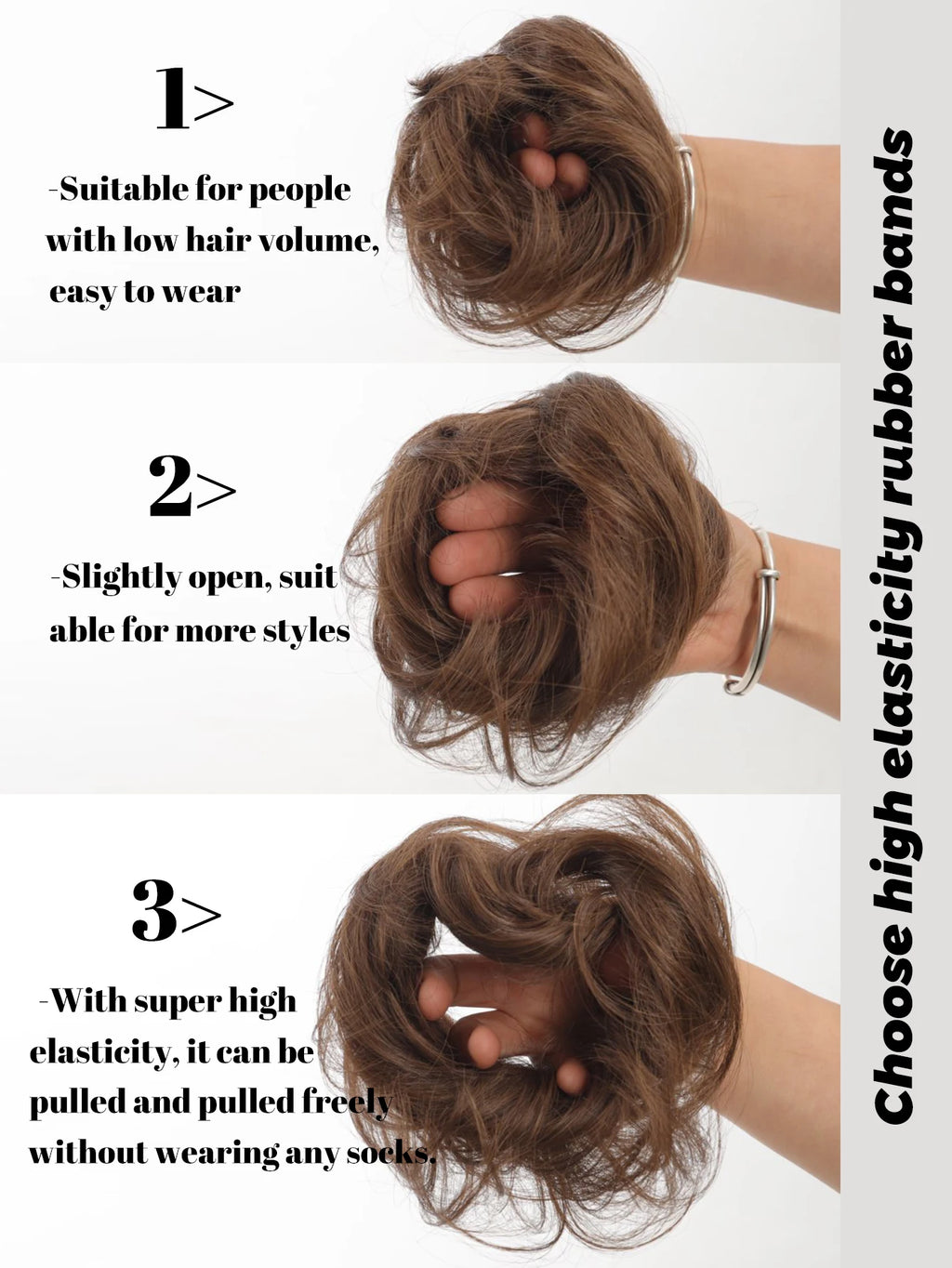 YELOWTIM Synthetic Chignon Elastic Rubber Band Fake Hair Bun Clip in on Hair Tail Extension Updo Hair Piece Ponytail For Women