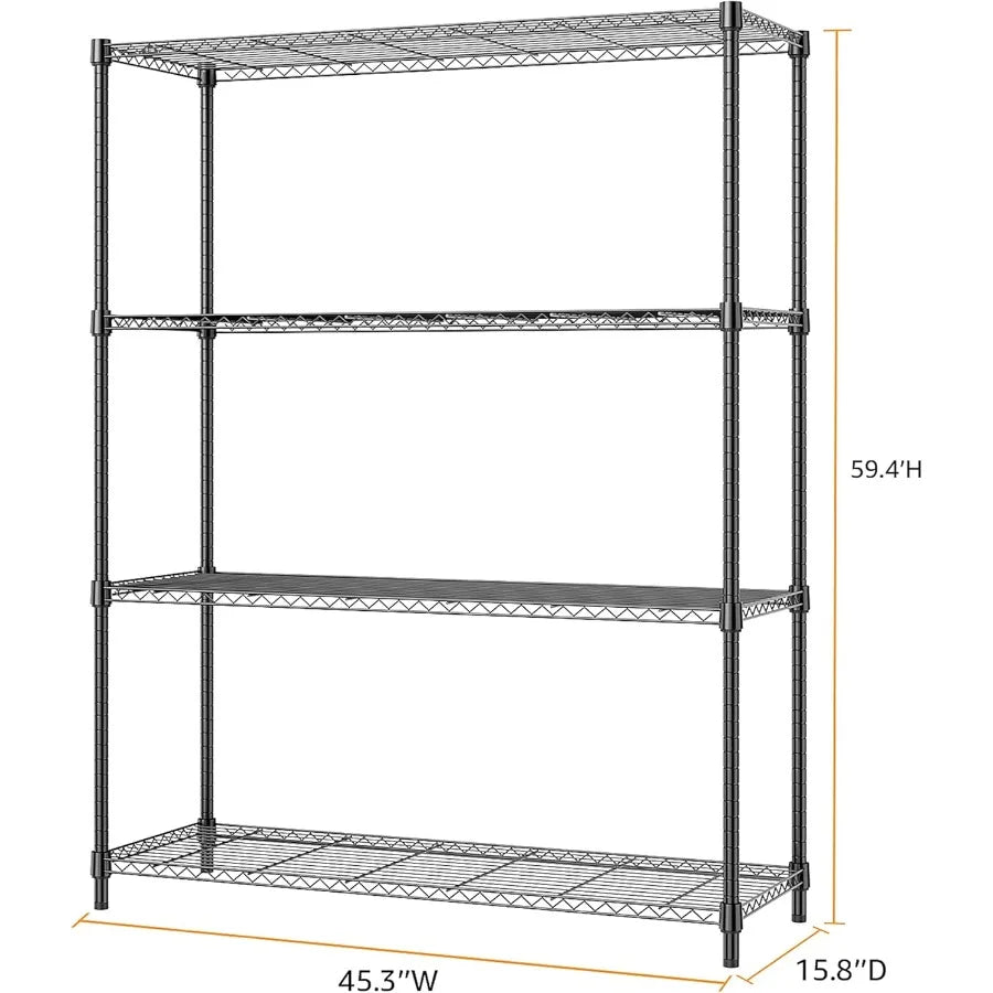 1400 lbs 4 Tier Storage Rack Metal Wire Shelving Unit Storage Standing Household Shelf Organizer for Kitchen Pantry Closet Gara