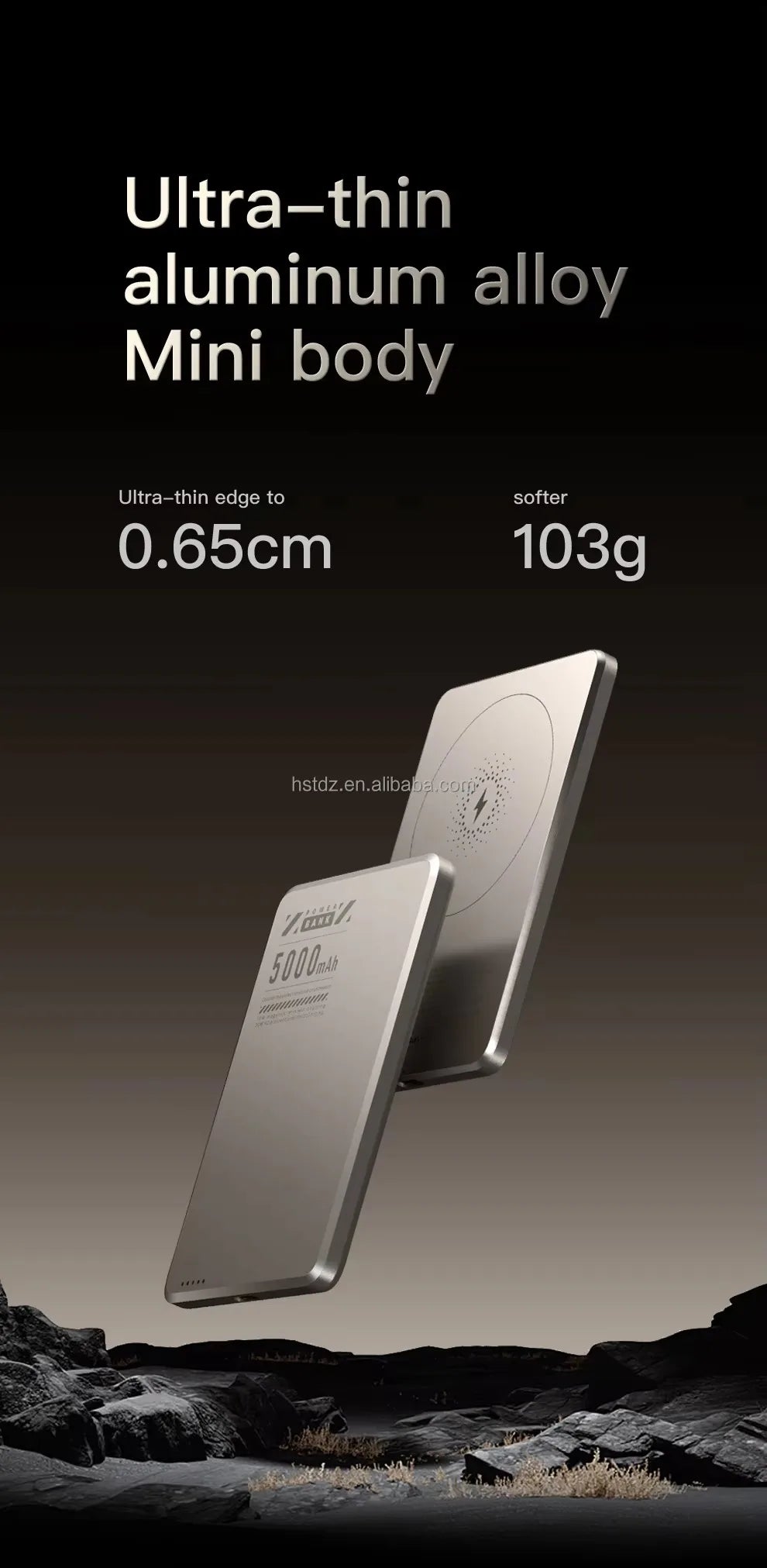 Portable travel Thin 0.65cm Magnetic Metal Wireless Charger 5000mAh Bi-directional Fast Charge PD20W Power bank External battery