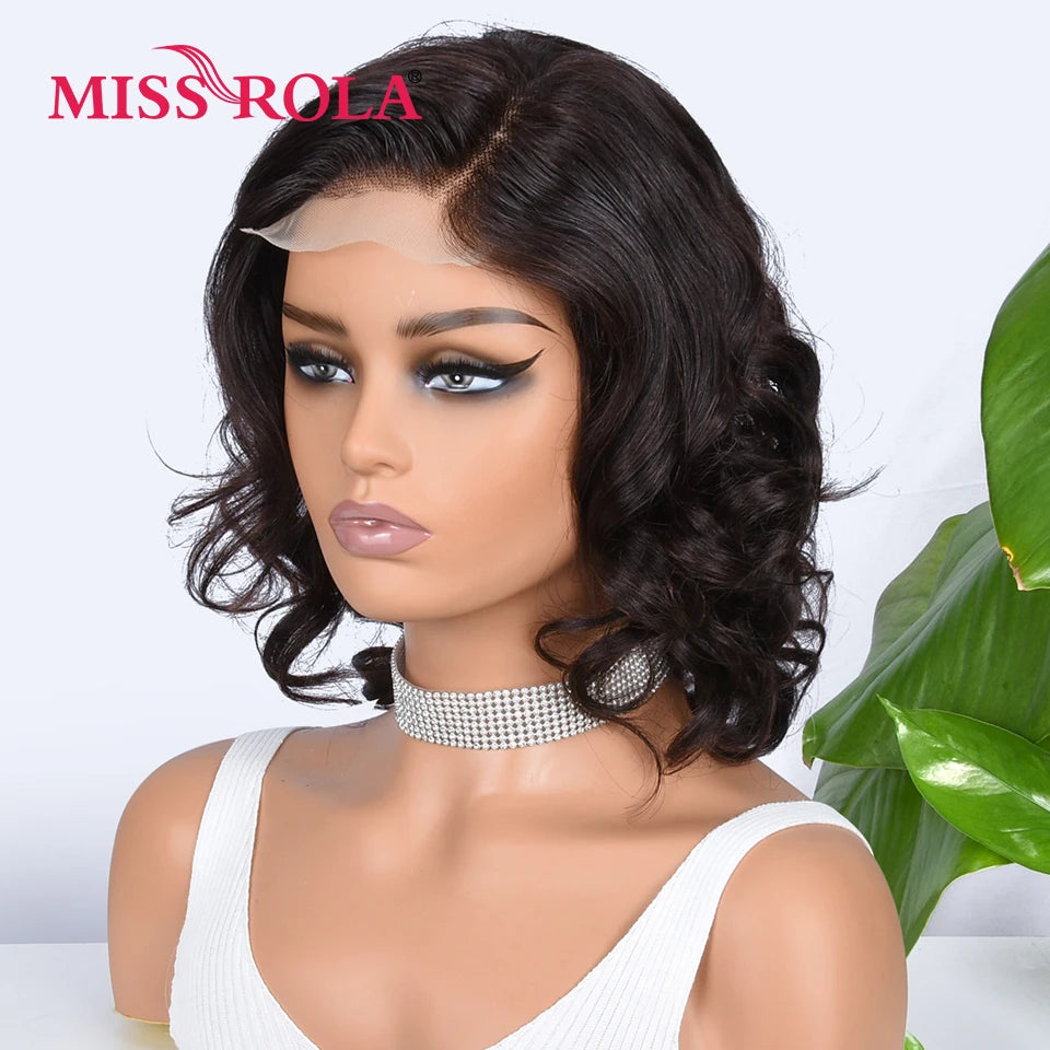 Miss Rola Loose Wave 4X4 Lace Closure Human Hair Wigs 180% Density Pre Plucked Baby Hair Brazilian Remy  Curly Hair Wigs