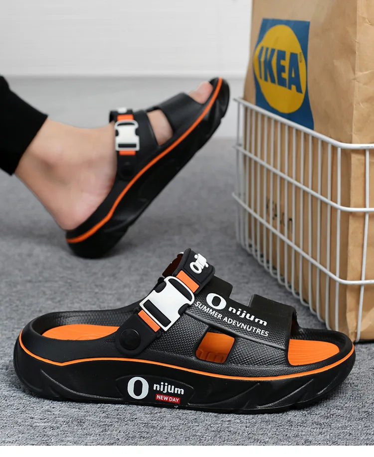 Summer Shoes Men Men's Sandals Anti-odor Thick Bottom Home Slippers Male Fashion New Anti-slip and Wear-resistant 2025 Eva Beach
